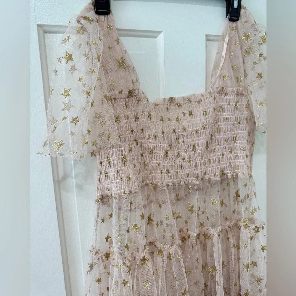 Free People Starbright Dress metallic gold bodice long tunic - Picture 12 of 16